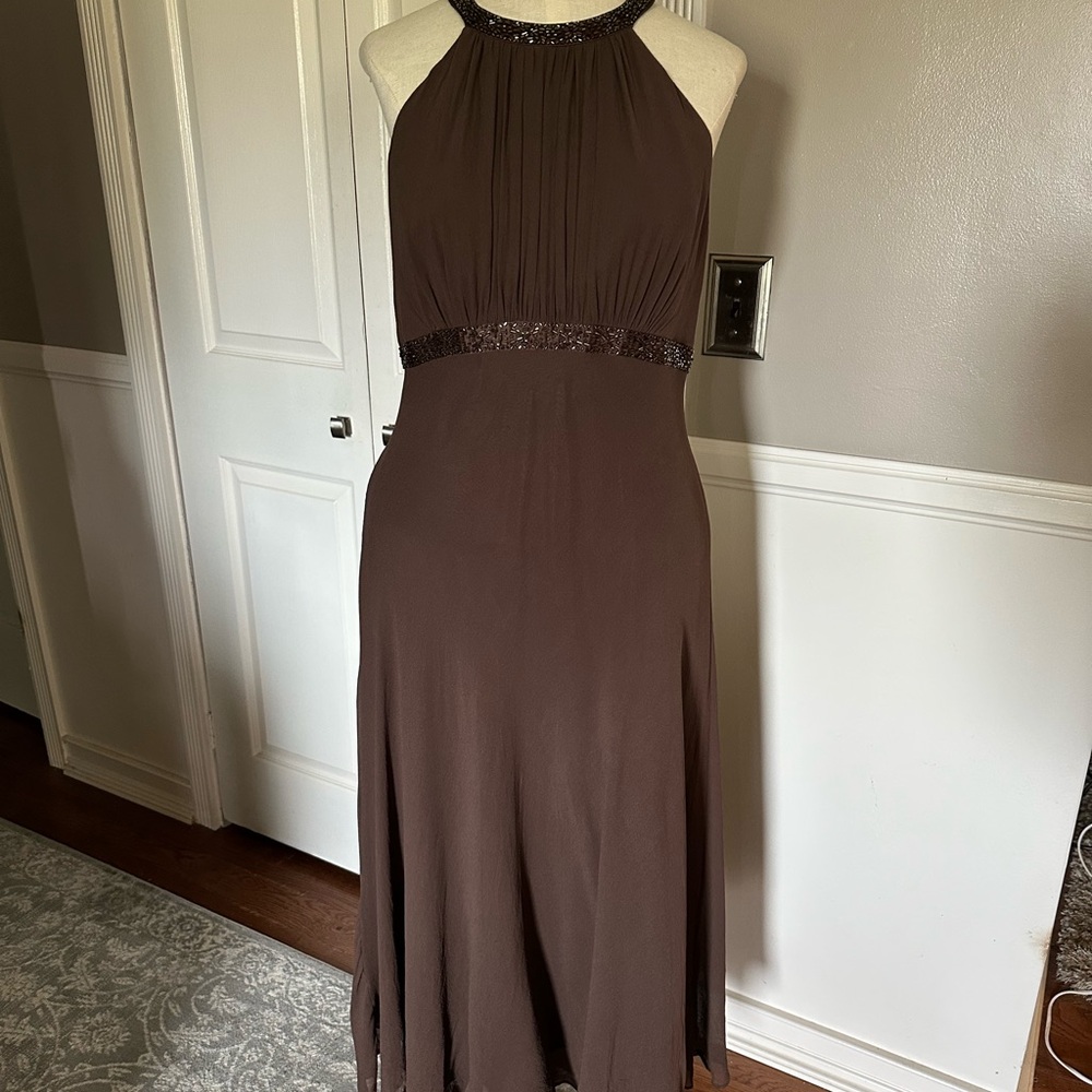 Jones New York Brown Halter Maxi Dress